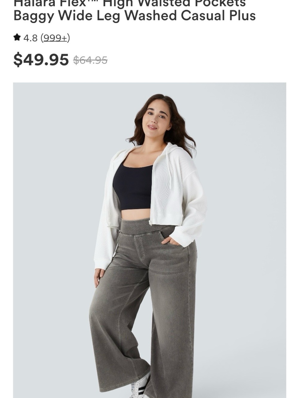 HALARA Washed Wide Leg Jeans in Black/Gray - Picture 3 of 11